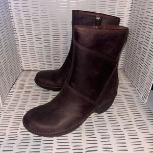 Merrell Brunette Dark Brown Leather Ankle Boots Womens 5.5 Zip Up Cabincore